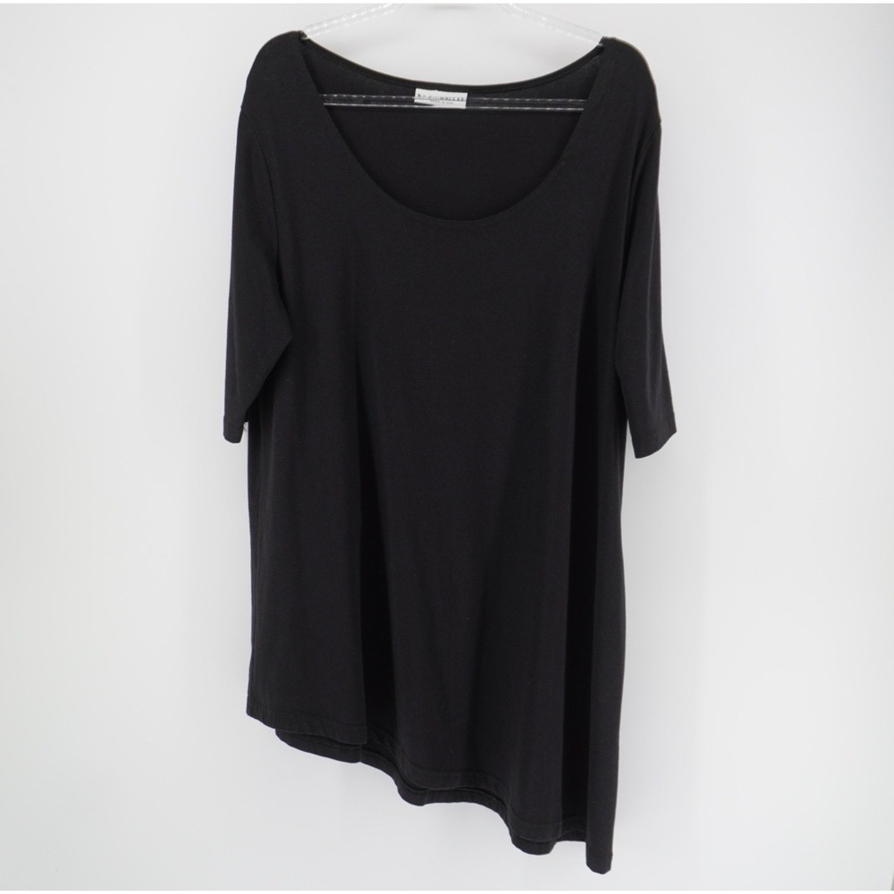 Bryn Walker Black Bamboo Organic Cotton Asymmetrical Tunic Top XL Made in USA